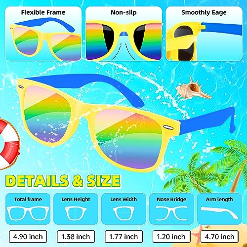 24 Packs Kids Sunglasses Bulk, Neon Sunglasses with UV400 Protection for Kids Boys Girls Age 3-8, Party Favors for Summer Beach Pool Party Birthday2
