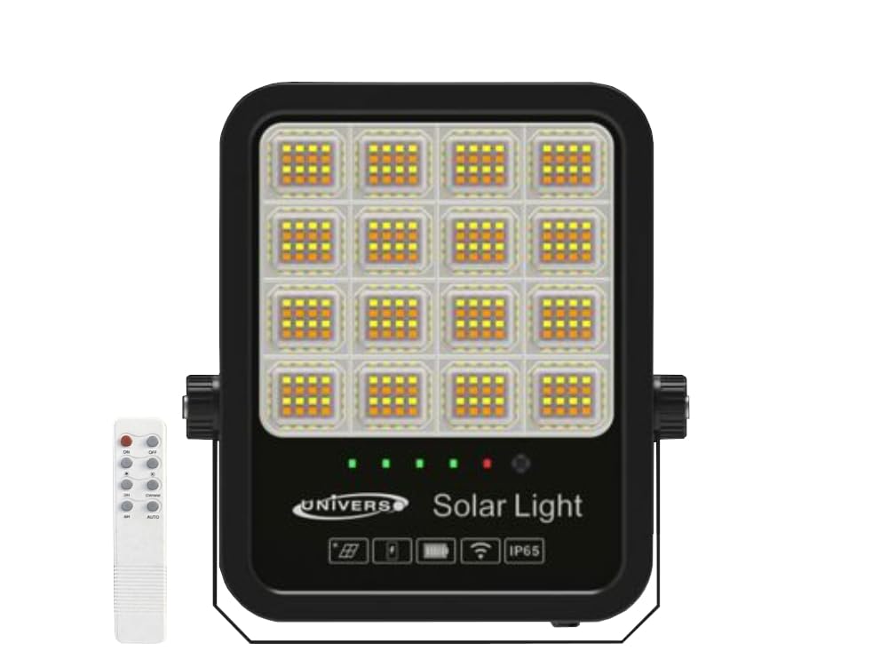 UNIVERSO RY-200W-3C FARO LED FLOODLIGHT 2200 LUMEN IP65 TEMPERATURA COLORE SELEZIONABILE CCT 3IN1 3000K 4000K 6500K CON PANNELLO SOLARE E TELECOMANDO