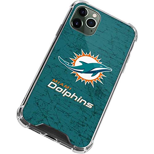 Skinit Clear Phone Case Compatible with iPhone 12 Pro Max - Officially Licensed NFL Miami Dolphins Distressed- Aqua Design