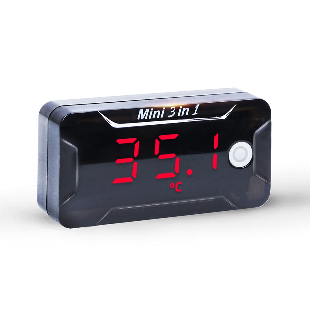 BAIRU Universal 3-in-1 Motorrad Elektronische Uhr Thermometer Voltmeter LED Uhr Digitalanzeige DC 8V-72V