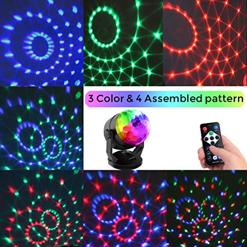 Sound Activated Party Lights with Remote Control, Battery Powered/USB Portable RBG Disco Ball Light, Dj Lighting, Strobe Lamp 7 Modes Stage Party Supplies for Home Room Dance Parties Birthday Karaoke