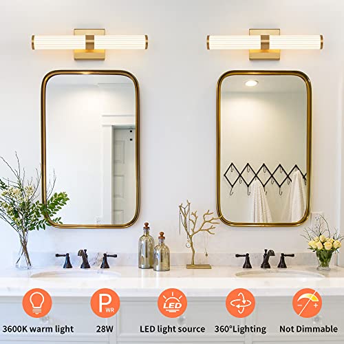 Gednbo Gold Wall Sconces Led Bathroom Vanity Light Fixtures Over Mirror 3600K 28W 16.14'' Plug In Sconces Wall 360° Lighting Farmhouse Bedroom Wall Lamp Bar #TOP2