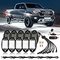 10 Pods Pure White LED Rock Lights with Power Swith Wiring Harness, 6000K Super Bright Waterproof Under Trailer Lighting White Underglow Kit for Trucks Trailer Offroad Pickup SXS ATV UTV