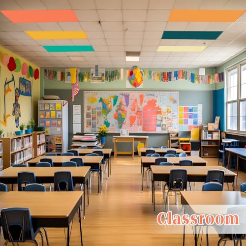 Image of VIHOSE 6 Pcs Fluorescent Light Covers for Ceiling Lights Classroom Magnetic Light Covers Classroom Filters Office School Drop Ceiling, 4 x 2 ft (Orange Green)