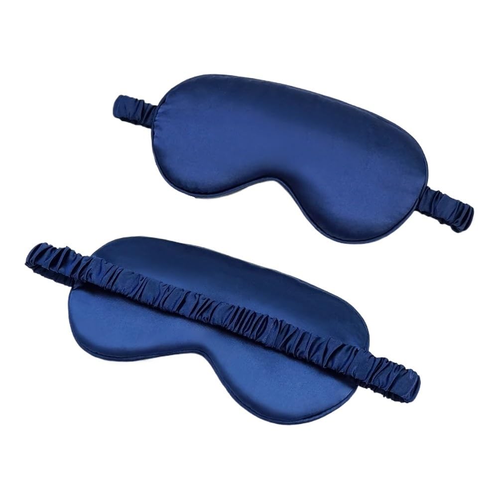 Antifaz para dormir de seda sintética para mujer, portátil, para viajes, siesta, para dormir, máscara de noche (azul oscuro, 4 unidades)
