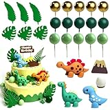 LIULINY 26 Piezas Dinosaurio Decoración para Tartas, Topper de Pastel de Cumpleaños de Dinosaurio, Decoraciones para Cake de Animales, para Tartas de Cumpleaños, Fiestas, Fiestas Temáticas Animales