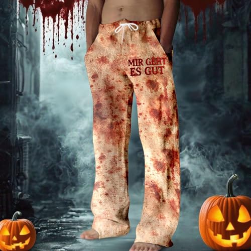 Men's Halloween Pants Casual Drawstring Blood Splash Pattern Joggers Horror Bloody Sweatpants Trousers with Pockets2