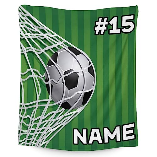 Mercuryelf Custom Soccer Blanket Gifts, 40"x50" Personalized Football Throw Blankets for Boys Kids, Cozy Lightweight Fleece Plush for Sofa Bed Room Decor