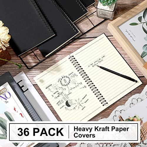Image of Yahenda 36 Pcs Spiral Notebooks,1 Subject,Wide Ruled, Black
