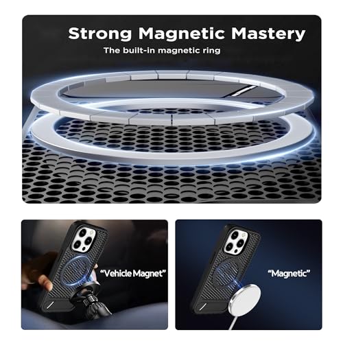 Image of amazon basics Vanguard Laser Cut mesh case Compatible with iPhone 15 Pro | Supports Magnetic and Wireless Charging - Black