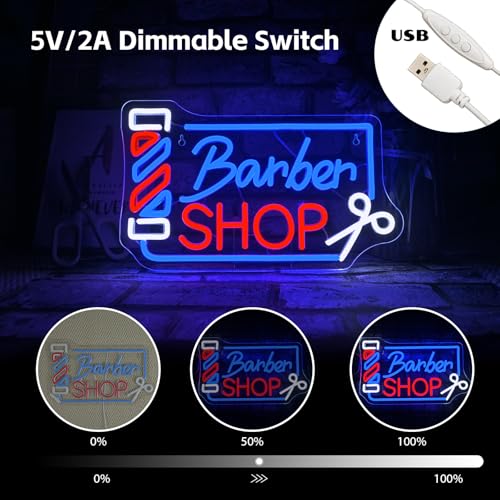 Image of Looklight Barber Shop Neon Sign Barber Pole Led Signs for Wall Decor Salon Station Neon Light Sign for Pole Hair Salon Accessories Business Store Supplies