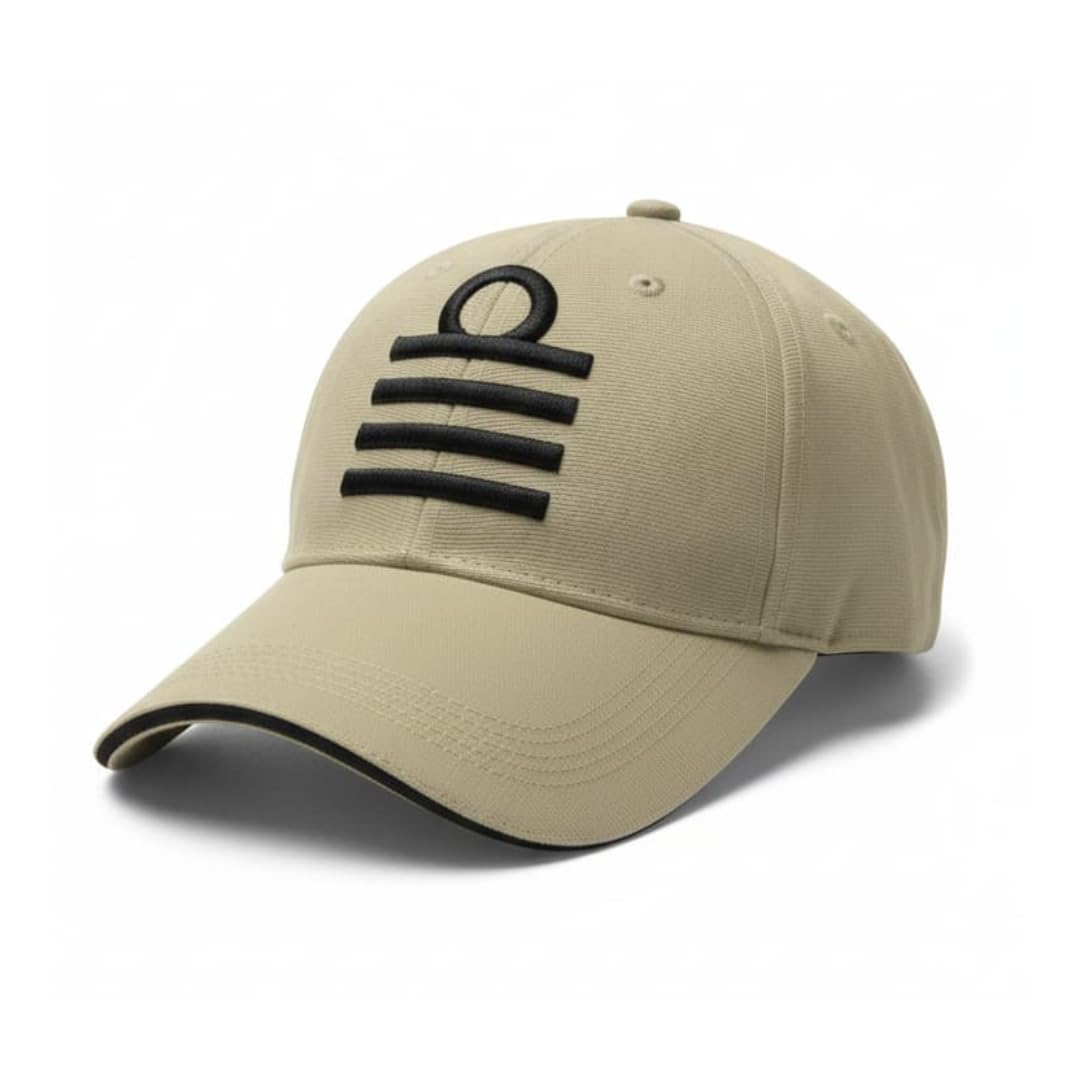 Merchant Navy Captain Epaulet 3D Embroidered Logo Unisex Baseball Cap, Beige with Black Tipping, Free Size Adjustable, Polyester Drifit, 6-Panel Design-image-5