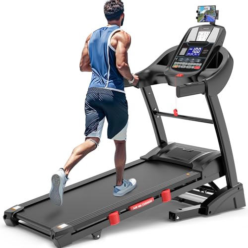 Image of Portable Treadmill 300lbs Capacity, 4.5 HP Folding Treadmill for Home w / 15% Auto Incline, 64+3+3+1 Programs, APP Control, Exercise Equipment with HiFi Speakers, Pulse Sensor, Adjustable iPad Holder