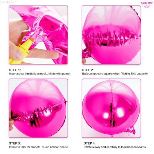 Image of KatchOn, Big Hot Pink Balloons - 22 Inch Pack of 6 | Hot Pink Foil Balloon for Pink Birthday Decorations, Pink Party Decorations, Gender Reveal | Metallic Balloons For Baby Shower, Bridal