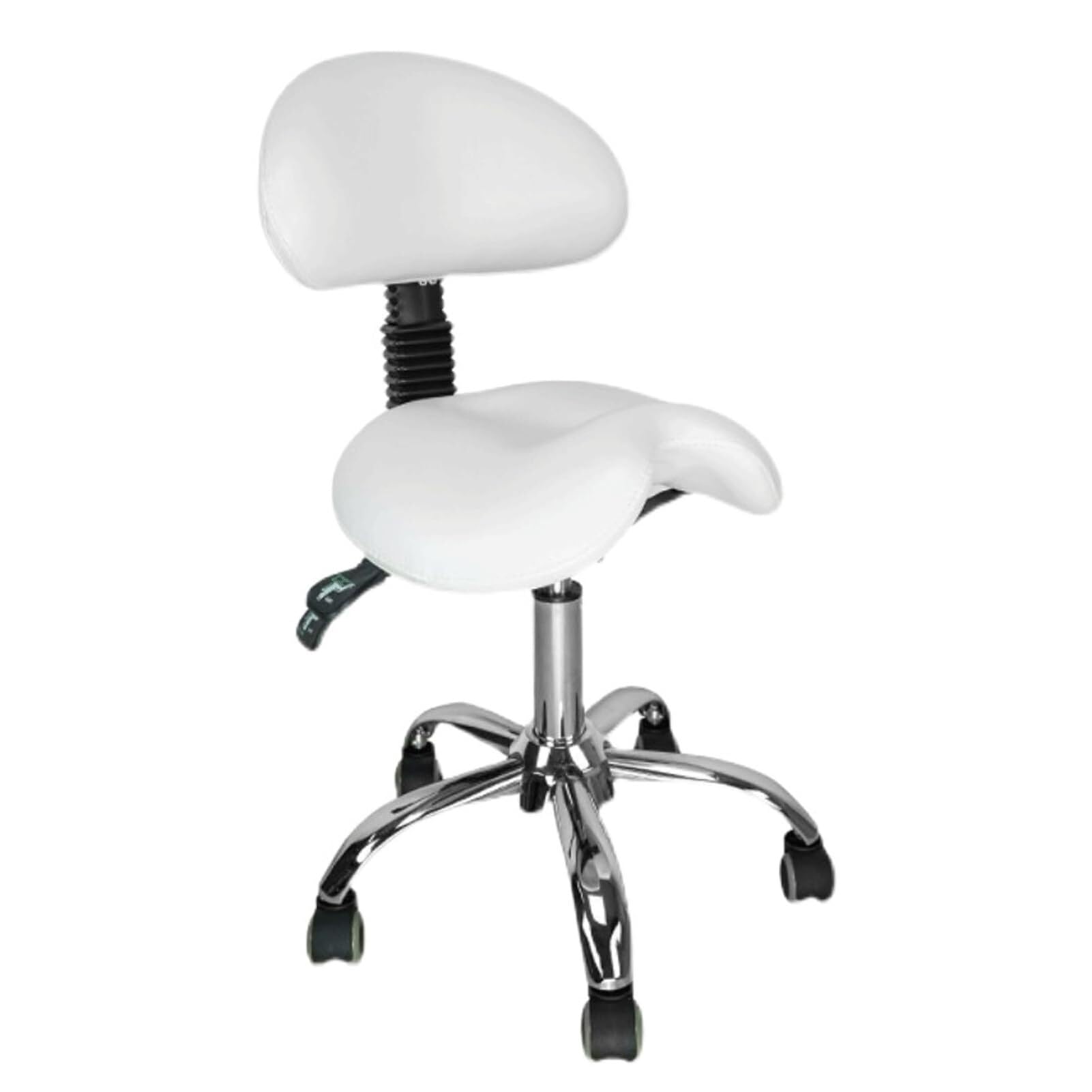 METTEOR Ergonomic Saddle Stool w/Back Support & Wheels Hydraulic Salon Chair Rolling Stool Adjustable Swivel Dental Hygienist Saddle Chair (White)