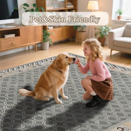 Tapis moderne à poils courts gris, la solution déco douce et facile à nettoyer