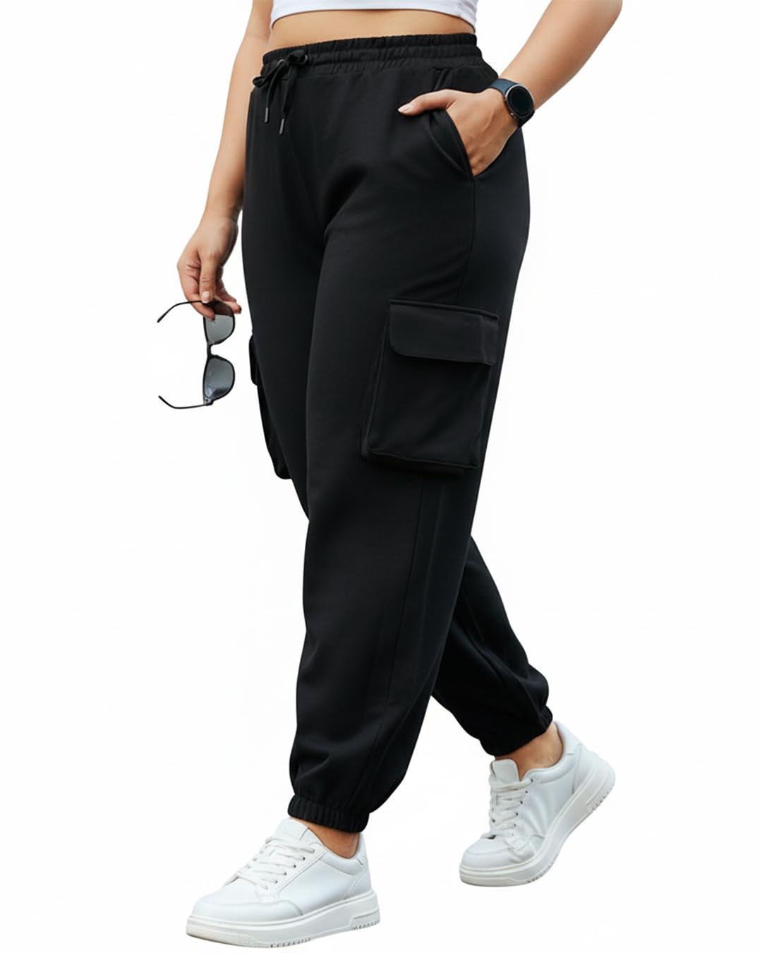 Bewakoof Damskie spodnie dresowe Air 1.0 Oversized Terry Cargo Plus Size