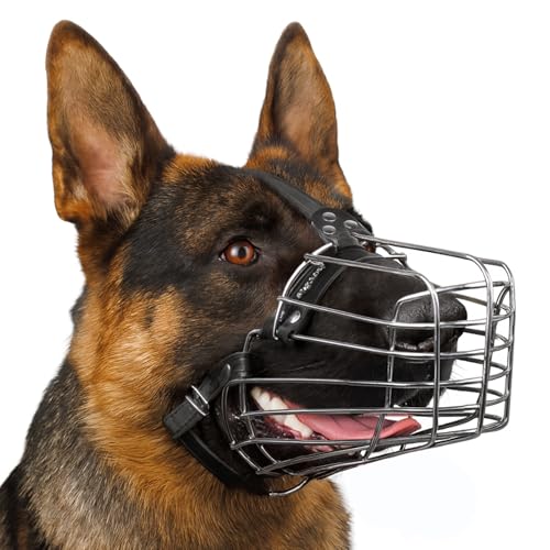 BRONZEDOG Draht-Hundemaulkorb Deutscher Schäferhund für mittelgroße große Hunde Verstellbarer langlebiger Metallkorb zum Beißen Kauen Bellen (L)