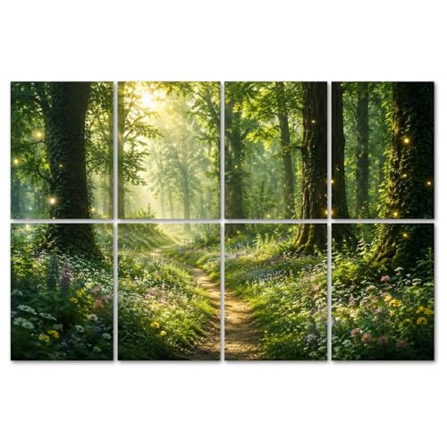 8 Pack Paneles Acústicos Artísticos Absorbentes de Sonido 48"x32" Decorativos Forestales con Luciérnagas miniatura 1