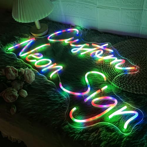 FARNEW Custom Neon Sign, RGB Rainbow Color Changing Customizable Neon Light for Wall Decor, Personalized Colorful LED Signs for Bedroom Shops Wedding Birthday Party