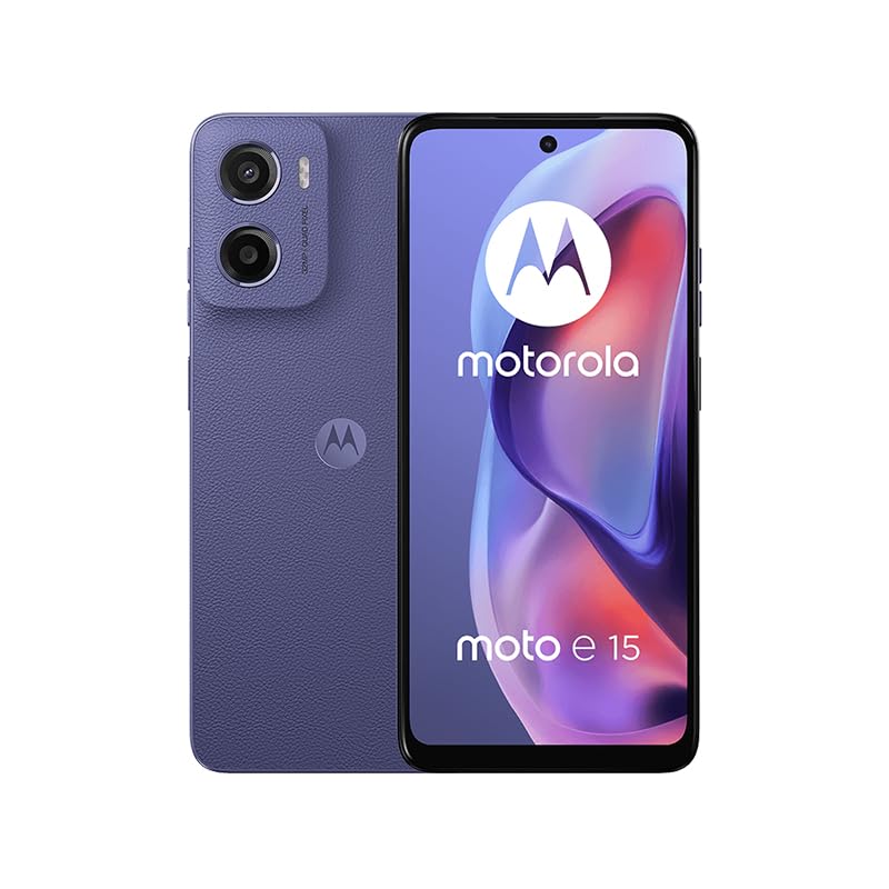 Motorola Moto E15 XT2523-8 Dual-SIM 64GB + 2GB RAM (GSM Only | No CDMA) Factory Unlocked (for Tmobile, Mint, Metro, Tello, Ultra) 4G/LTE Smartphone - (Purple)