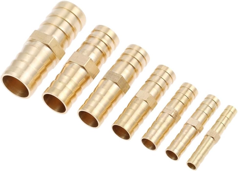 Pipe connector, 2Pcs Brass Straight Hose Joiner Barbed Connector, Air Water Pipe Tubing Pneumatic Pipe Reducing Fittings(19mm)