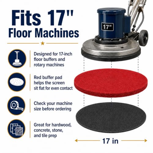 Image of 17 inch Sanding Screen Discs with Buffer Pad,10 Pack 80 Grit Mesh Floor Sanding Screen - for Wood Floor,Epoxy Maintenance