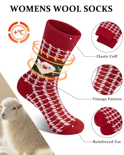 Image of Loritta Wool Socks for Women, Winter Warm Hiking Boot Socks Gifts