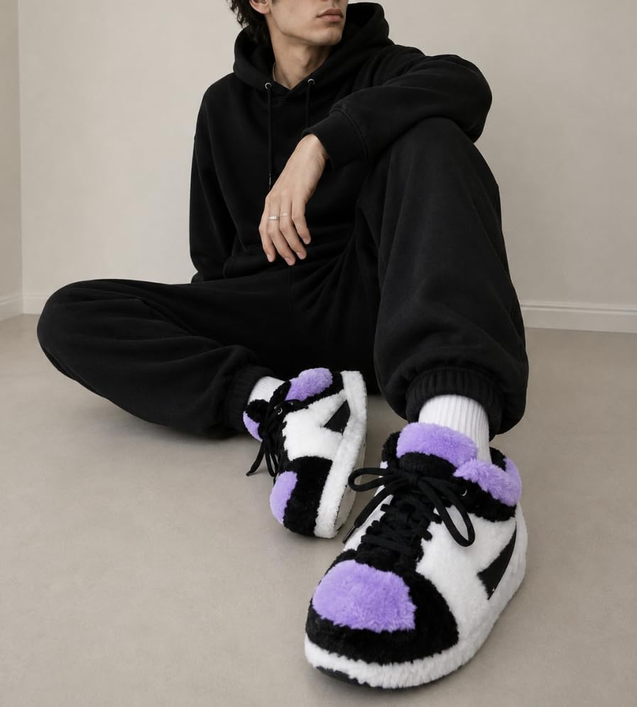 Image of Warm Furry Sneakers Slipper Comfy House Shoes Winter Plush Fuzzy Slipper Shoes For Women Men One Size Fits Most Fluffy Slides For Indoor Outdoor Bigfoot Gifts Houseshoes