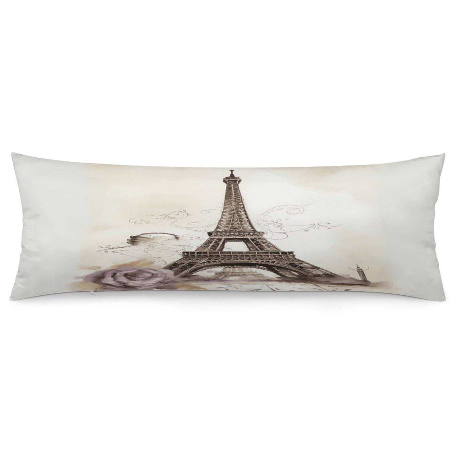 Eiffel Tower Pillow Cover with Zipper Pillow Case Super Soft and Cozy Body Pillowcase 19 X 53 Inches Luxury Long Pillowcase for Couch Sofa Chair Bed Home Decor Pillows Cover