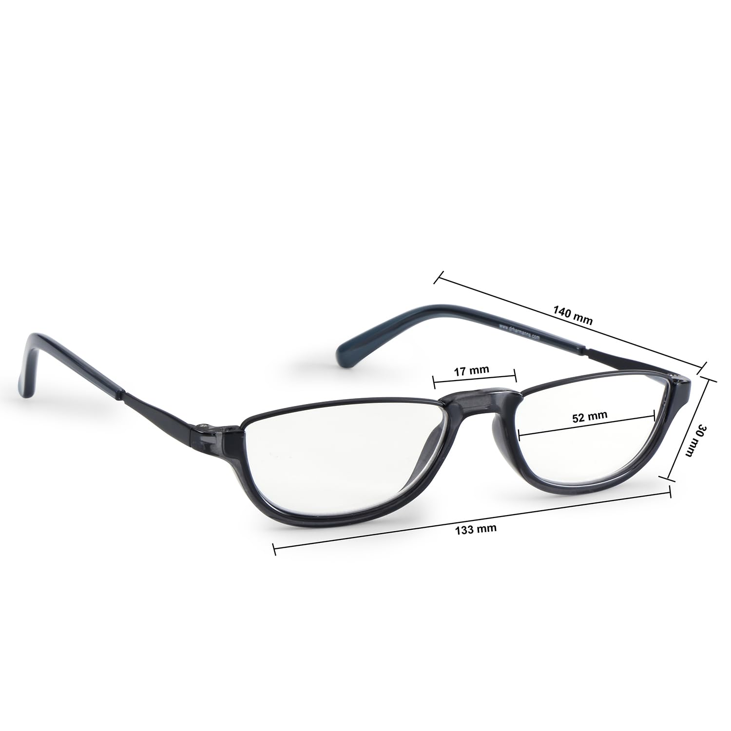 DR.HARMANN'S READING GLASSES® FULL RIM WITH METAL COMBINATION fitted with Anti Reflection Coating Lens (Model: iRead ONE ARC Transparent Grey with Black colour +3.00) 4