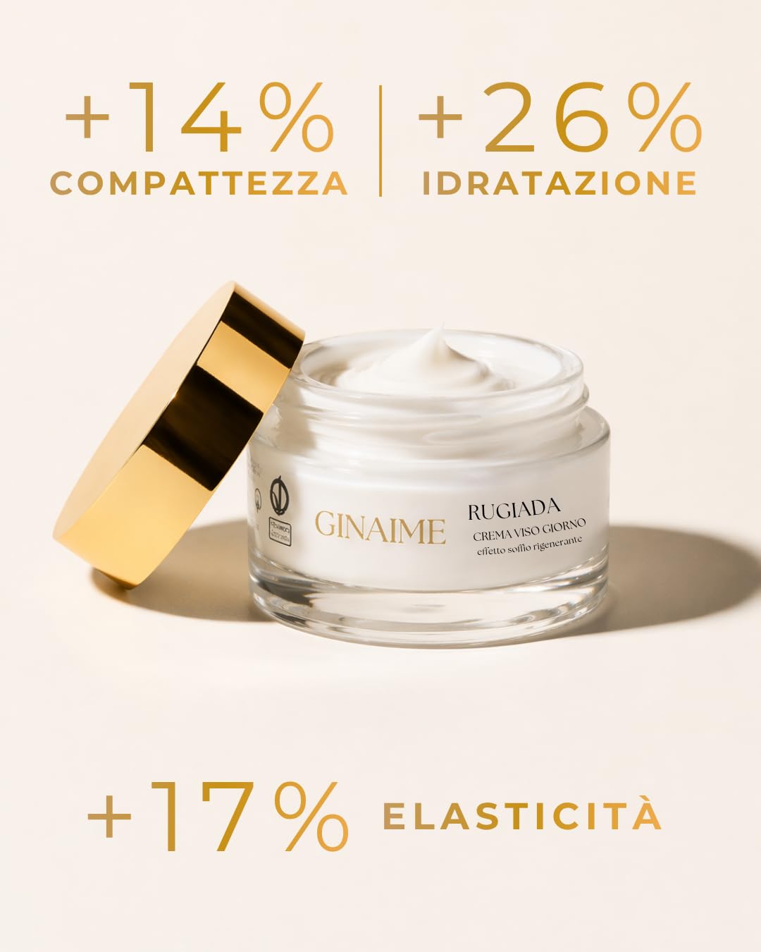 Rugiada Crema Viso Giorno, Crema Idratante con Acido Ialuronico e Peptidi Biomimetici, Effetto Lifting Rigenerante, Made in Italy, 50 ml