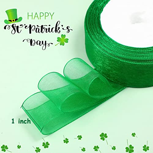 6 Rolls Sheer Chiffon Ribbon Organza Satin Ribbon Transparent Chiffon Ribbon For Wrapping Decorating Valentine's Day Wedding Birthday Bouquet Garland (Green Series, 50 Yard Each Roll) #TOP2