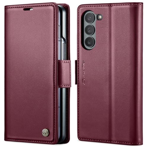 CaseMe RFID Blocking Wallet Case for Samsung Galaxy Z Fold 6 5G Premium PU Leather Flip Cover with 3 Card Slots Cash Pocket Magnetic Closure Kickstand Stand Shockproof Protective Case - Red