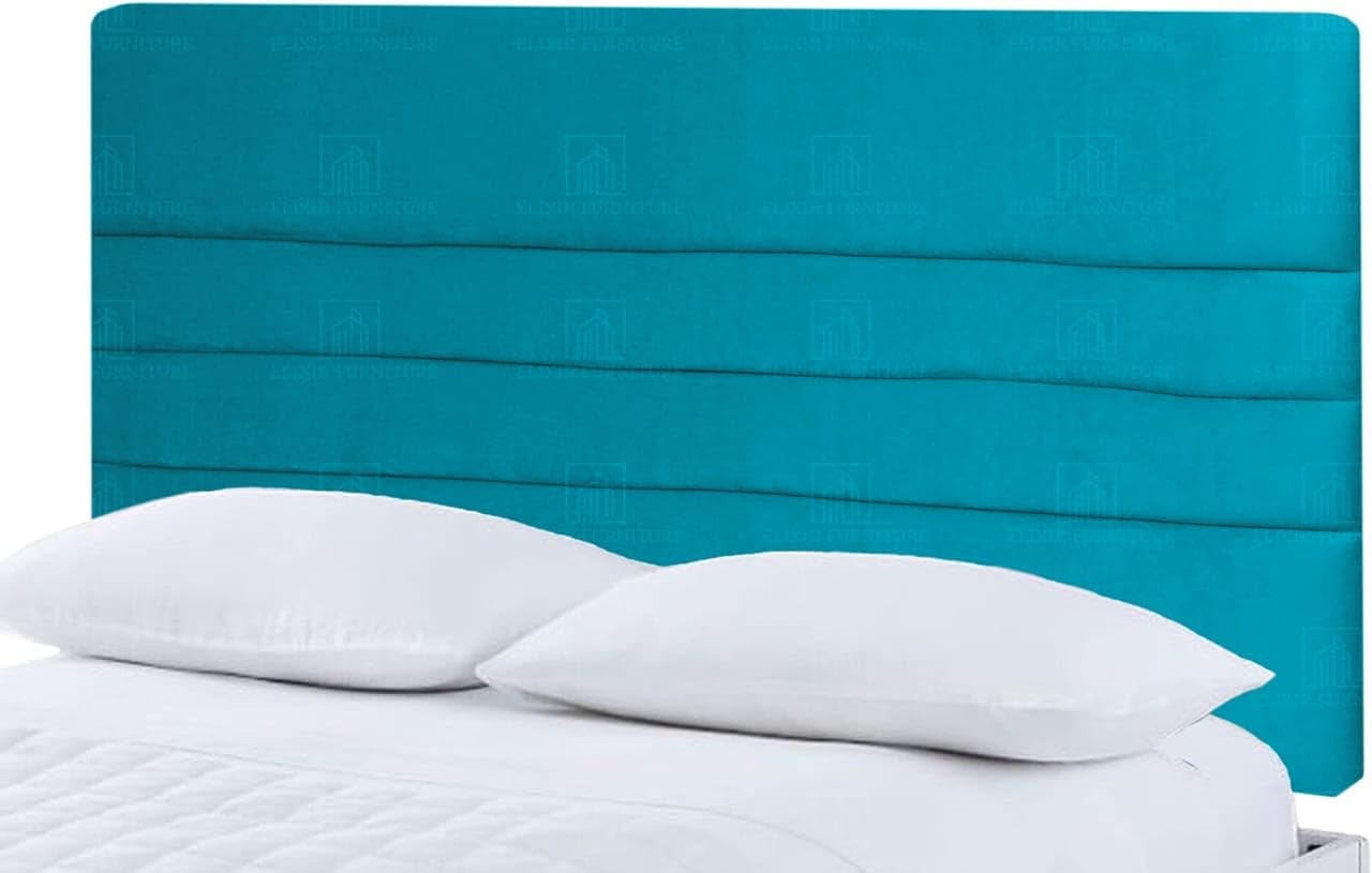 Zona Headboard Divan Bed Bedroom Decor Hotel Furniture Plush Velvet Fabric (Mallard, 5ft Kingsize)