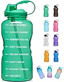 Giotto Large 1 Gallon/128oz Motivational Water Bottle with Time Marker & Straw, Leakproof Tritan BPA Free, Ensure You Drink Enough Water Daily for Fitness, Gym and Outdoor Sports-Green