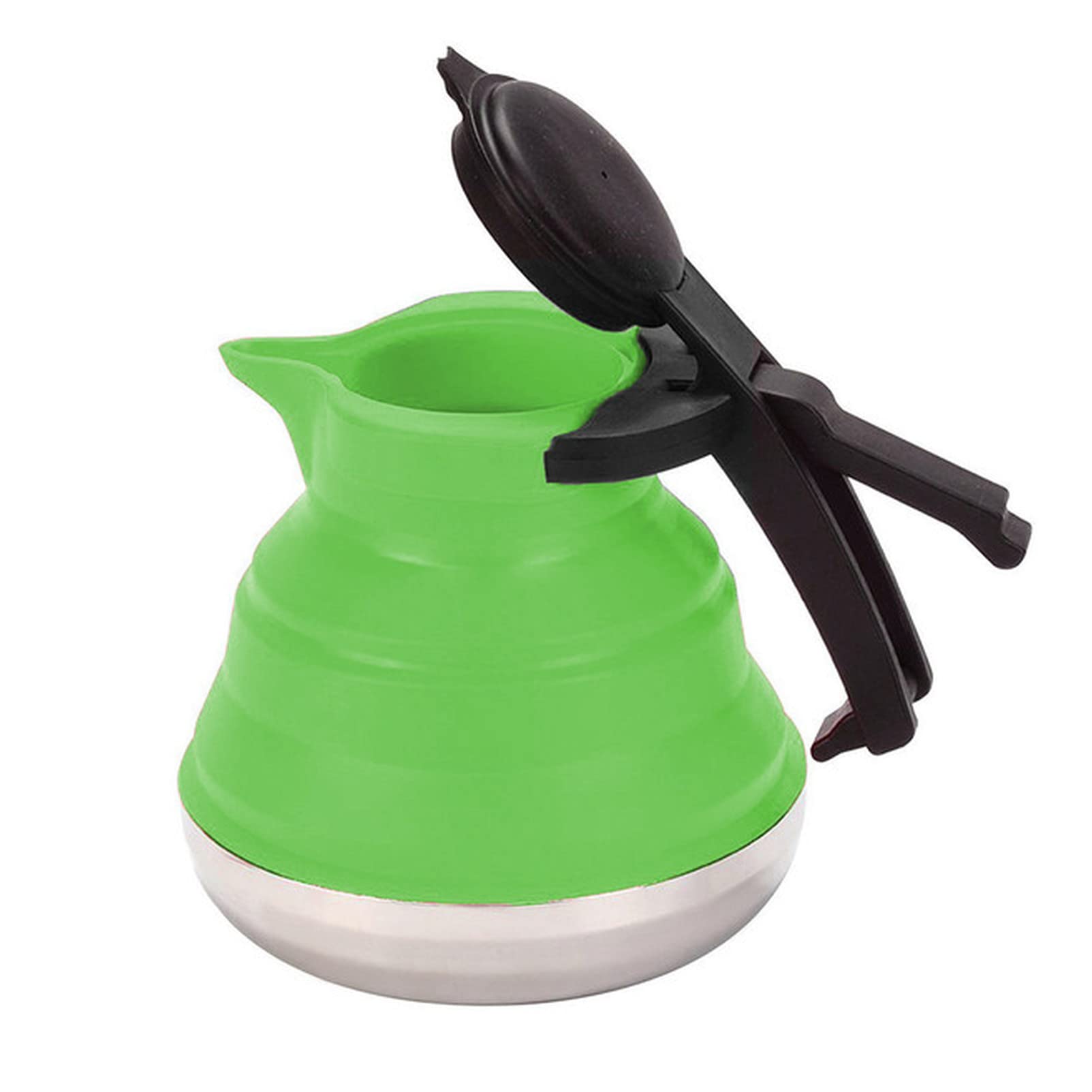 Bouilloire Portable en acier inoxydable silicone pliable pliable eau bouilloire de camping en plein air Randonnée à partir de 1,5L bouilloire à thé pliante Bouilloire Electrique (Size : Green)