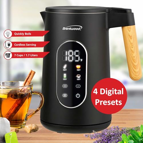 Hervidor eléctrico digital Brentwood 1.7L y 1100W negro miniatura 4