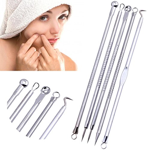 BBsmil 5pcs Profesional Removedor de Espinillas kit Puntos Negros Aguja Pinzas Puntos Negros BlackHead Extractores de Comedones Herramienta Profesional