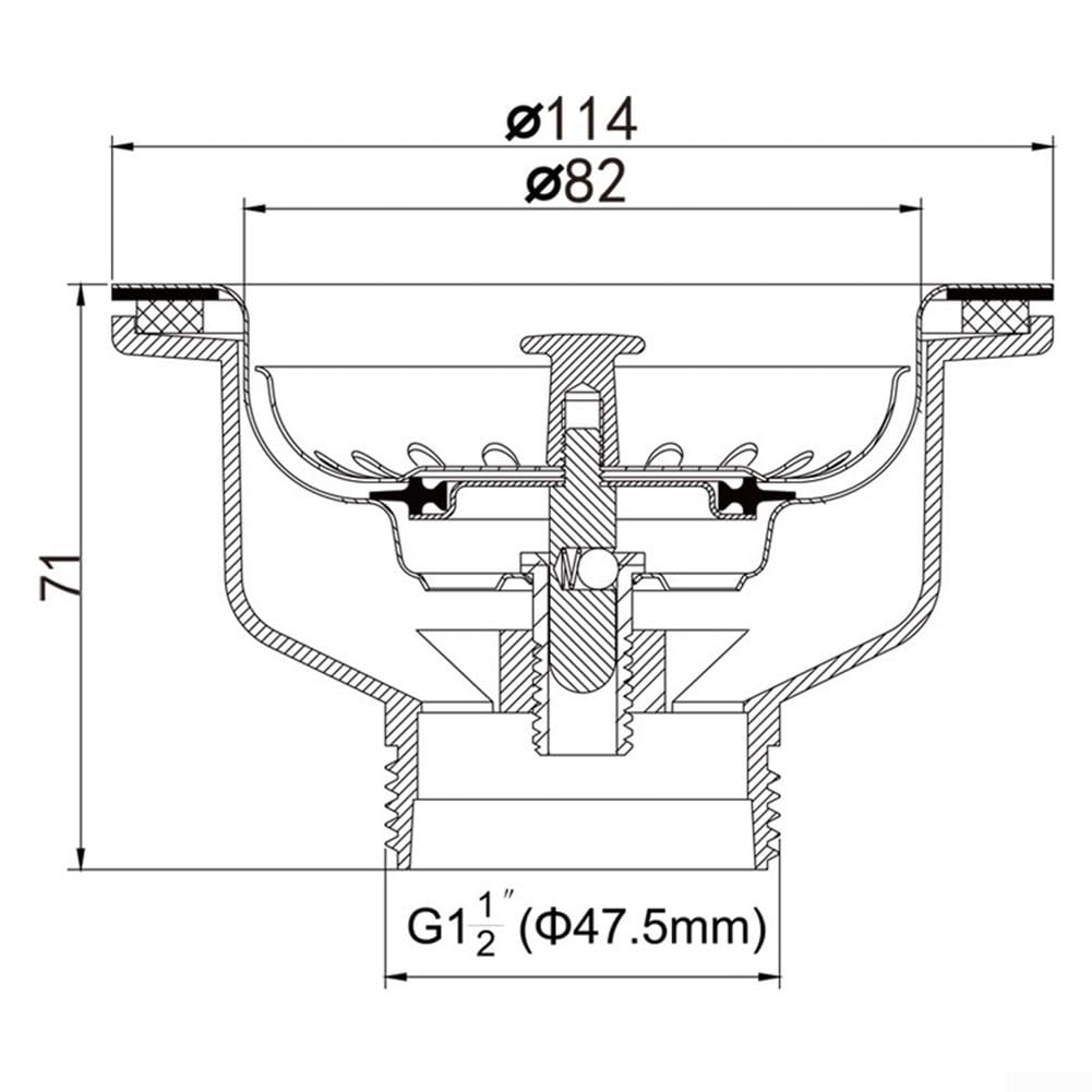 Panier d'évier de cuisine en acier inoxydable de 114 mm avec finition PVD cuivre doré, s'adapte à l'ouverture d'évier de 83 à 90 mm et au tuyau de vidange G1-1/2, remplacement robuste
