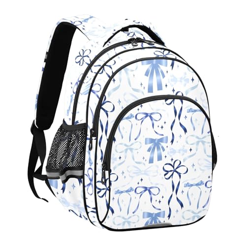 Cartoon Blue Ribbons Bow Backpack for Kids Elementary School Bag Boys Girls Bookbag Travel Backpack Daypack2