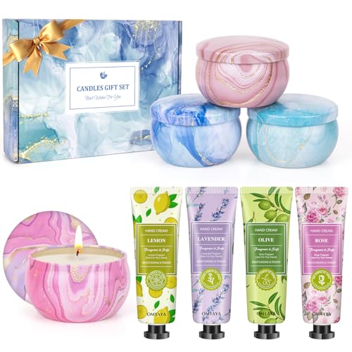 Gifts for Women - Candles Gift Set & Hand Cream Lotion Set