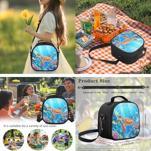 CLOHOMIN Sea Turtle Backpack Lunchbox Set for Girls 4 in 1 Kids School Bag and Lunch Box for Boys Preschool Bookbag with Lunch Bags + Pencil Case + Water Bottle Bag Girls Book Bags, Blue Ocean4