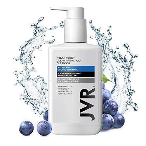 Amino Acid Face Wash, JVR Daily Facial Cleanser with Vitamin E Blackcurrant Moisturizing Nourishing for Normal to Dry Skin, 6.8oz
