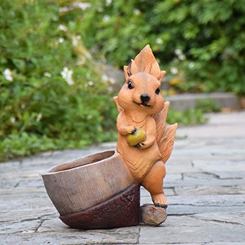 Mangeoire à oiseaux extérieure écureuil contre les jardins sans vie, statue 20,3 cm