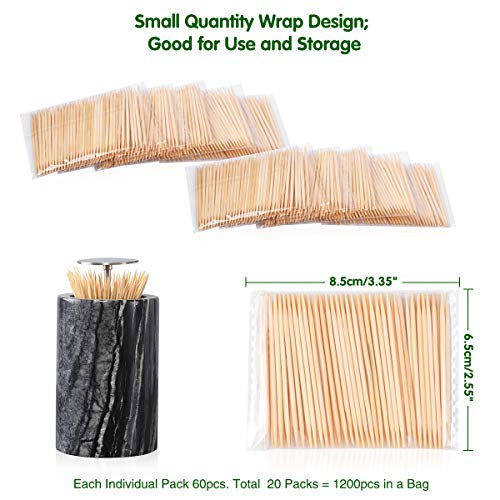 Minisland 2mm Thick Premium Bamboo Wood Toothpicks 1200 Counts in 20 Small Packs Bulk Round Sturdy Tooth Picks for Teeth Clean Kitchen Appetizers Travel Portable Disposable - MSL142 - Thumbnail 4