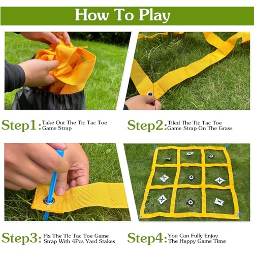 Giant Tic Tac Toe Strap Game Outdoor, 4FT x 4FT Portable Tic Tac Toe Bean Bag Toss with 10pcs Bean Bag, Large Outdoor Lawn Yard Backyard Carnival Field Day, Jumbo Yard Games for Family - image 5
