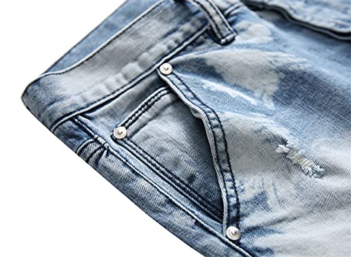 Jeans skinny rasgados para hombre estilo hip hop miniatura 3