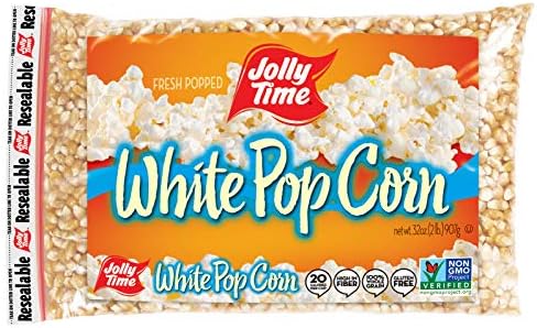 Jolly Time White Popcorn Kernels | Bulk Bags Of Tender Non- GMO & Gluten Free Gourmet Popping Corn, 2 Lb. Bags (Pack Of 12)