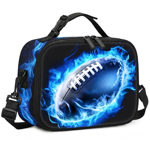 ZHIMEBYE Kids Lunch Box for Boys - American Football Boys Lunch Bag,Insulated Sports Lunchbox with Adjustable Shoulder Strap & Name Tag,Reusable...